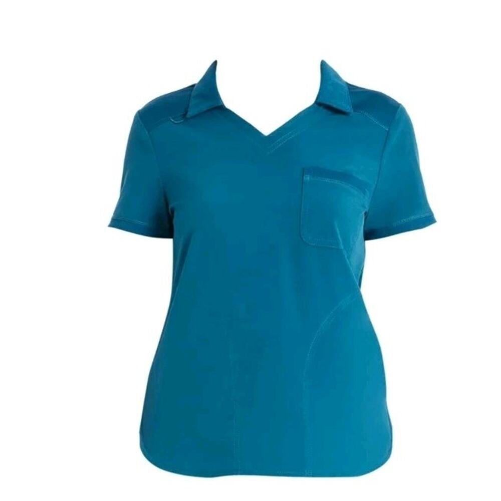 Womens Deep Slate Blue Scrubstar Performance Collar Scrub Top Size 3XL XXXL NEW